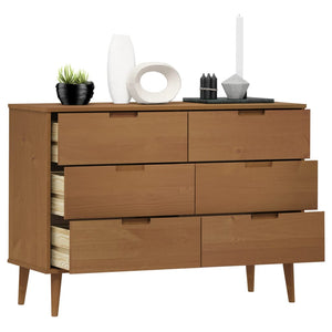 Chest of drawers MOLDE brown 113x40x80 cm solid pine wood