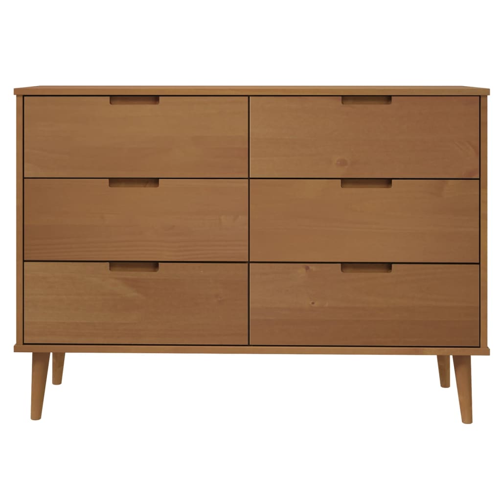 Chest of drawers MOLDE brown 113x40x80 cm solid pine wood