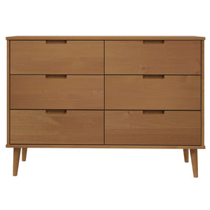 Chest of drawers MOLDE brown 113x40x80 cm solid pine wood