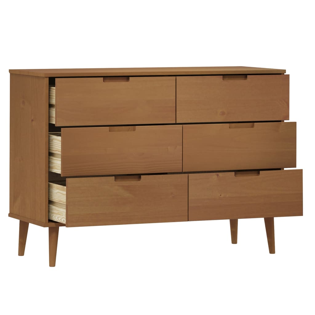 Chest of drawers MOLDE brown 113x40x80 cm solid pine wood