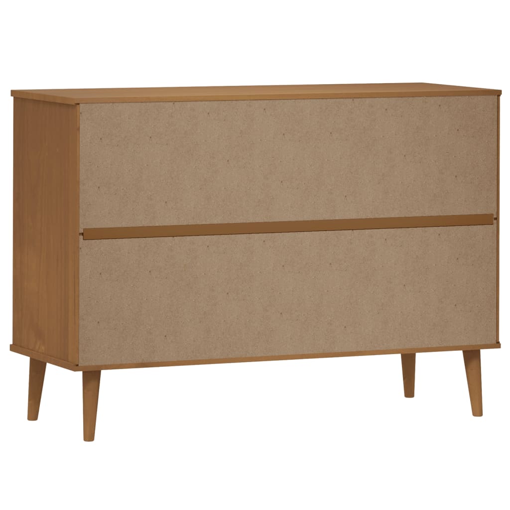 Chest of drawers MOLDE brown 113x40x80 cm solid pine wood