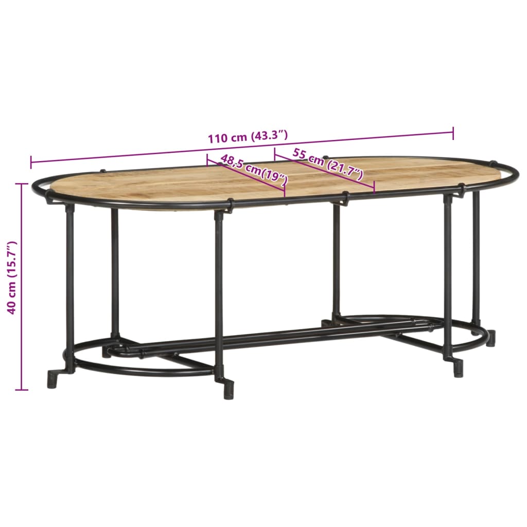 Coffee table 110x55x40 cm rough solid mango wood