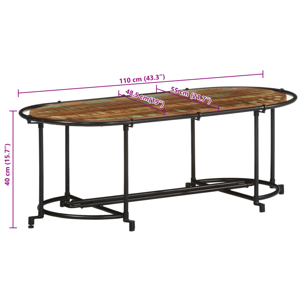 Coffee table 110x55x40 cm reclaimed solid wood