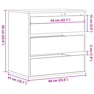 Chest of drawers smoked oak 60x41x58 cm engineered wood