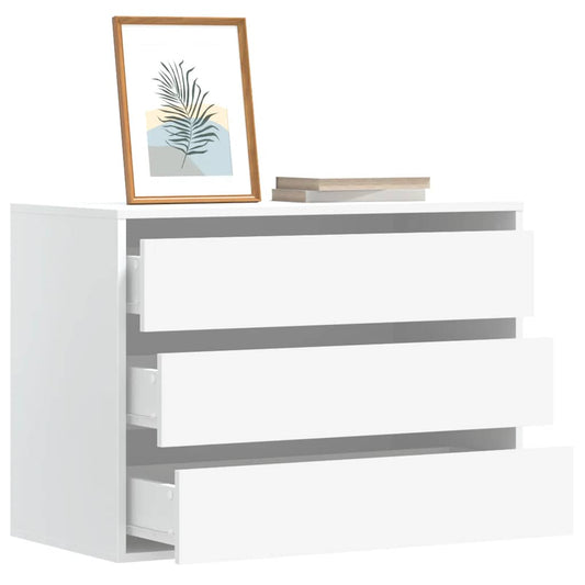 Chest of drawers white 80x41x58 cm engineered wood