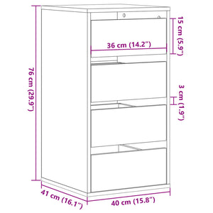 Chest of drawers white 40x41x76 cm engineered wood