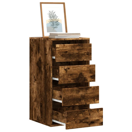 Chest of drawers smoked oak 40x41x76 cm engineered wood
