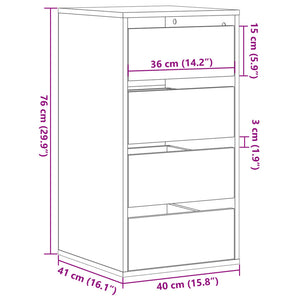 Chest of drawers brown oak 40x41x76 cm engineered wood