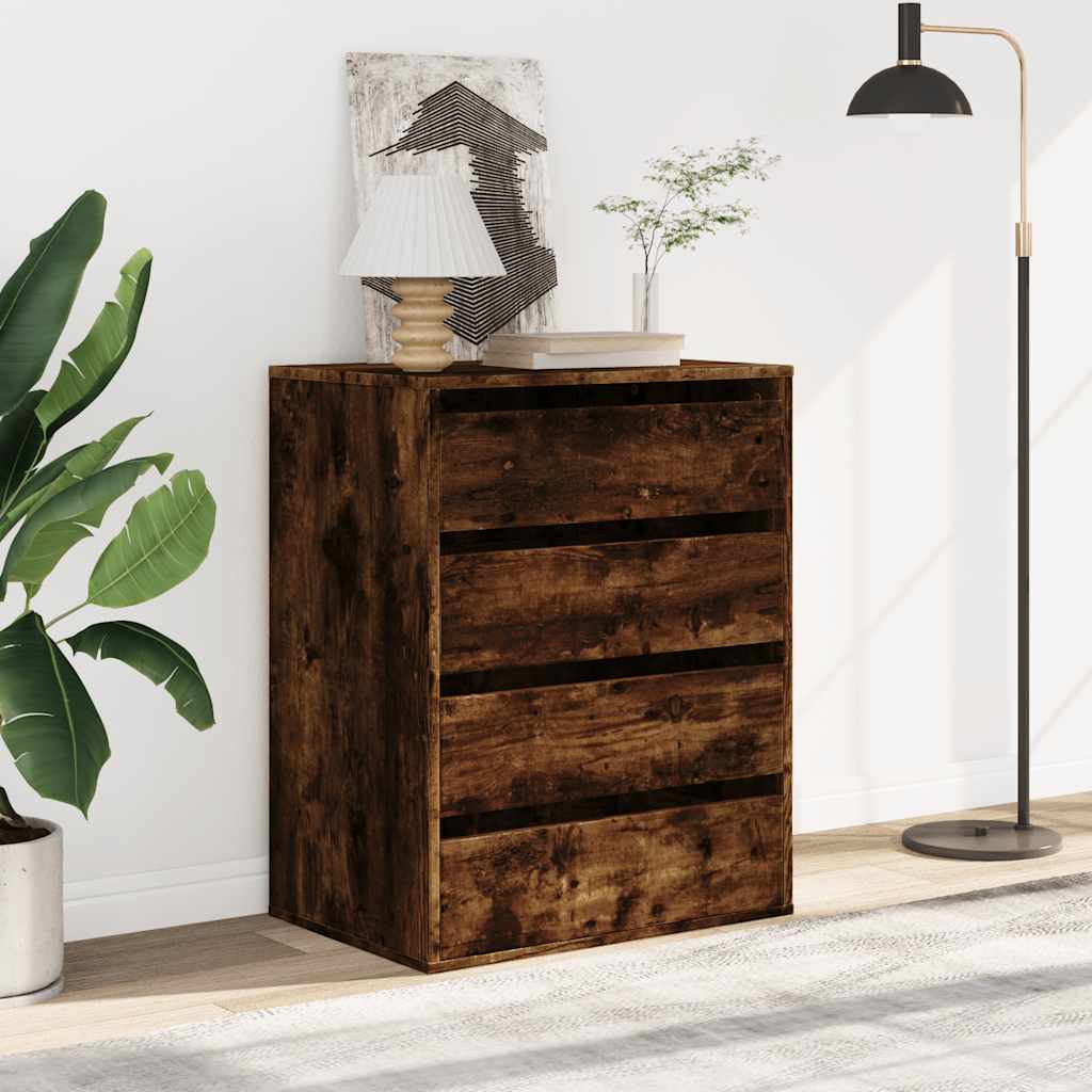 Chest of drawers smoked oak 60x41x76 cm engineered wood