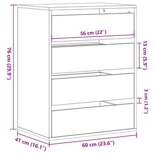 Chest of drawers smoked oak 60x41x76 cm engineered wood