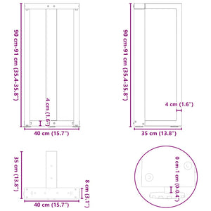 Bar table legs T-shaped 2 pcs natural 40x35x(90-91) cm steel