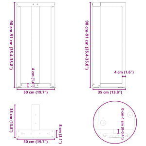 Bar table legs T-shaped 2 pcs white 50x35x(90-91) cm steel