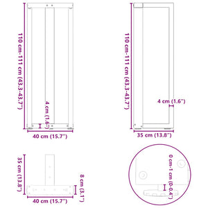 Bar table legs T-shaped 2 pcs white 40x35x(110-111) cm steel