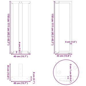 Bar table legs T-shaped 2 pcs natural 40x35x(110-111) cm steel