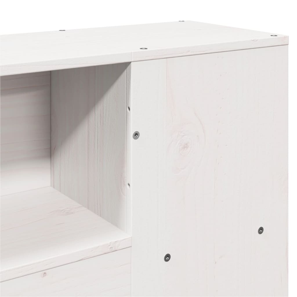 Headboard with storage white 160 cm solid pine wood