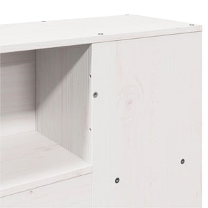 Headboard with storage white 160 cm solid pine wood