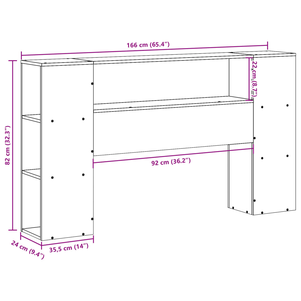 Headboard with storage white 160 cm solid pine wood