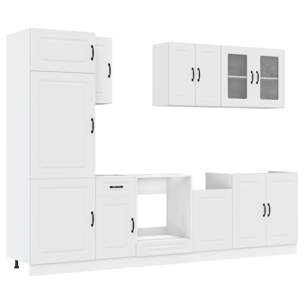 Kitchen cabinet set 8 pieces Kalmar white engineered wood