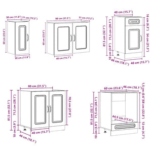 Kitchen cabinet set 8 pieces Kalmar white engineered wood