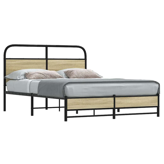 Bed frame without mattress sonoma oak 135x190 cm engineered wood