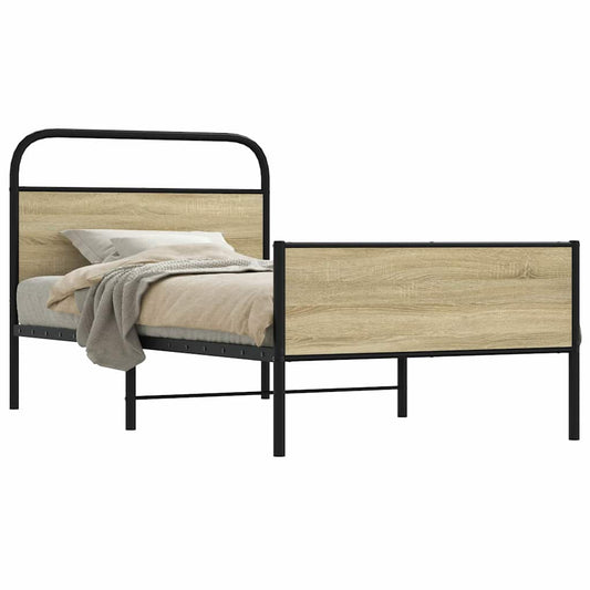Bed frame without mattress sonoma oak 107x203 cm engineered wood