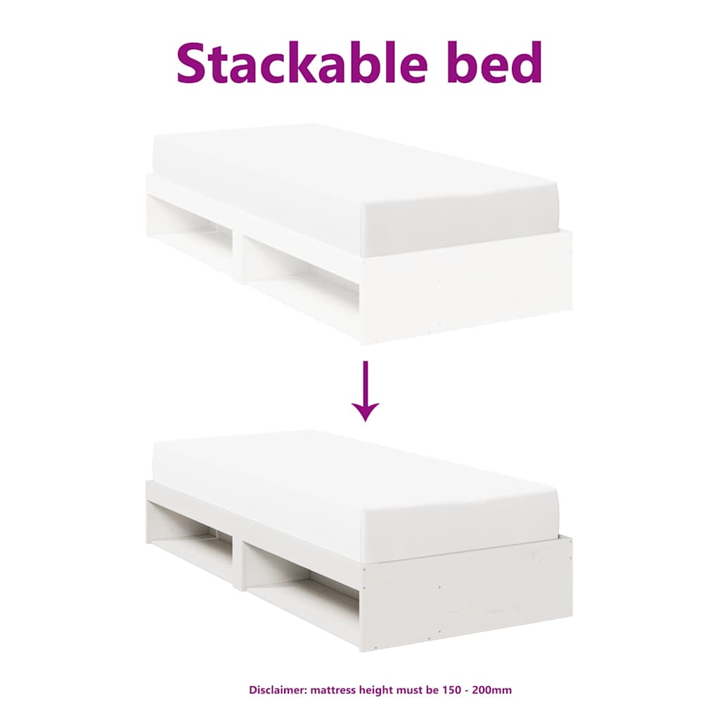 Daybed without mattress white 75x190 cm solid pine wood