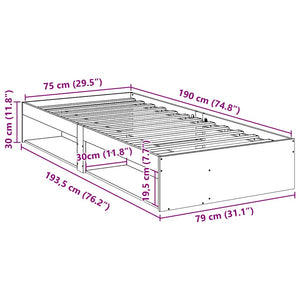 Daybed without mattress white 75x190 cm solid pine wood