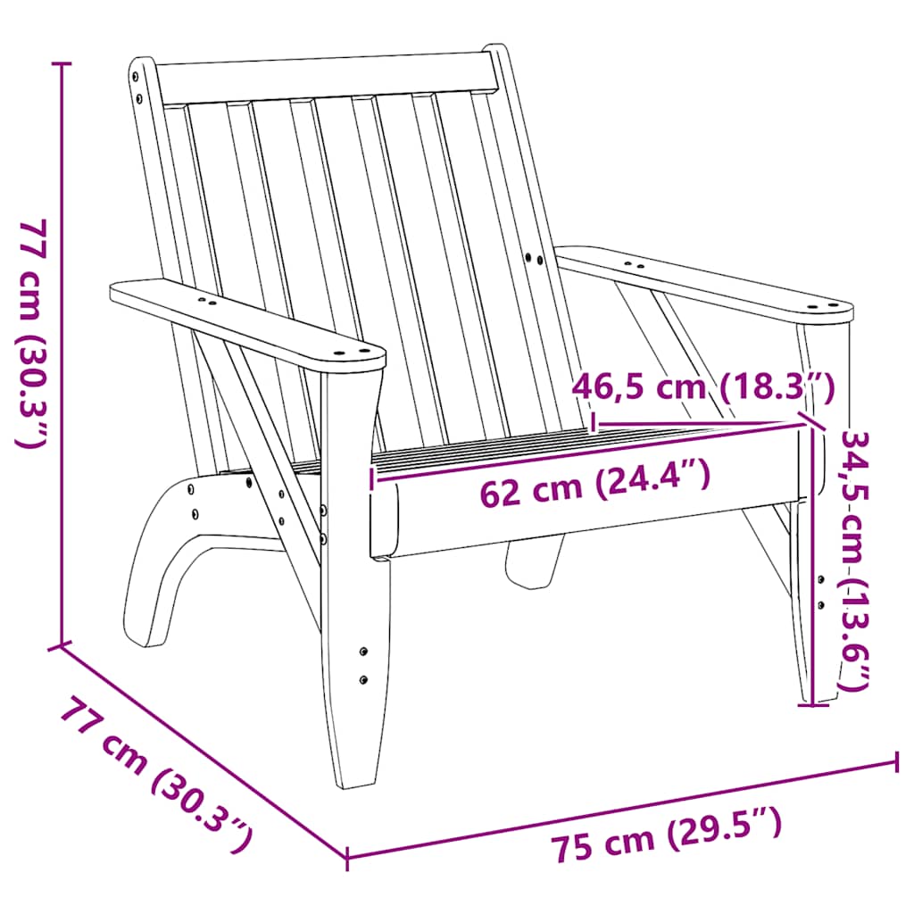 Adirondack garden chair white 75x77x77 cm solid pine wood