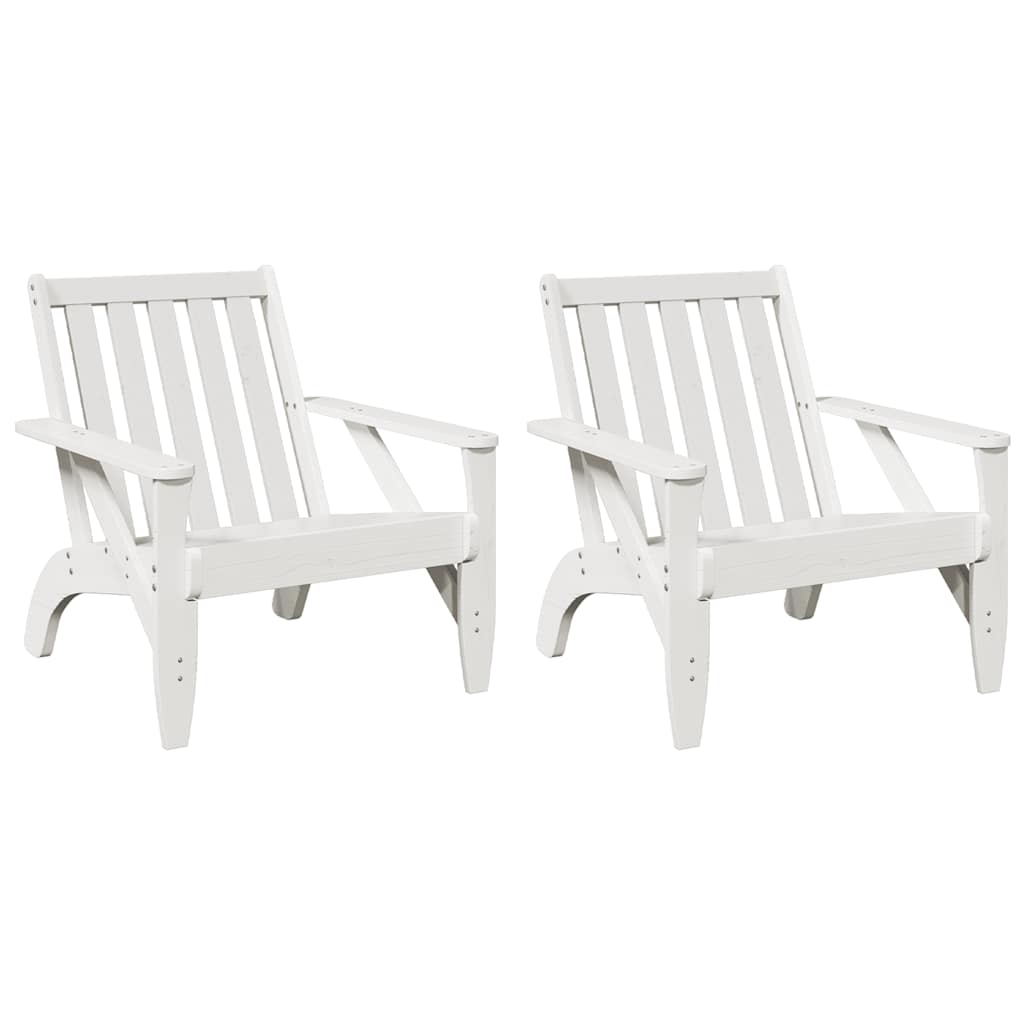 Adirondack garden chairs 2 pcs white 75x77x77 cm solid pine wood