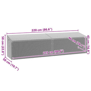 Cushion case beige 220x50x58 cm poly rattan