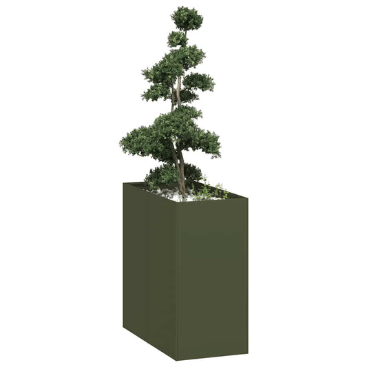 Planter olive green 40x80x80 cm steel