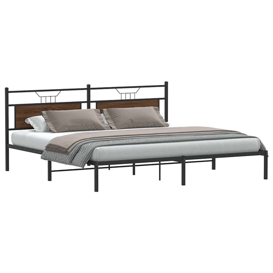 Bed frame without mattress brown oak 193x203 cm engineered wood