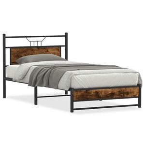 Bed frame without mattress smoked oak 100x190 cm engineered wood