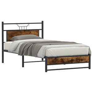 Bed frame without mattress smoked oak 100x190 cm engineered wood