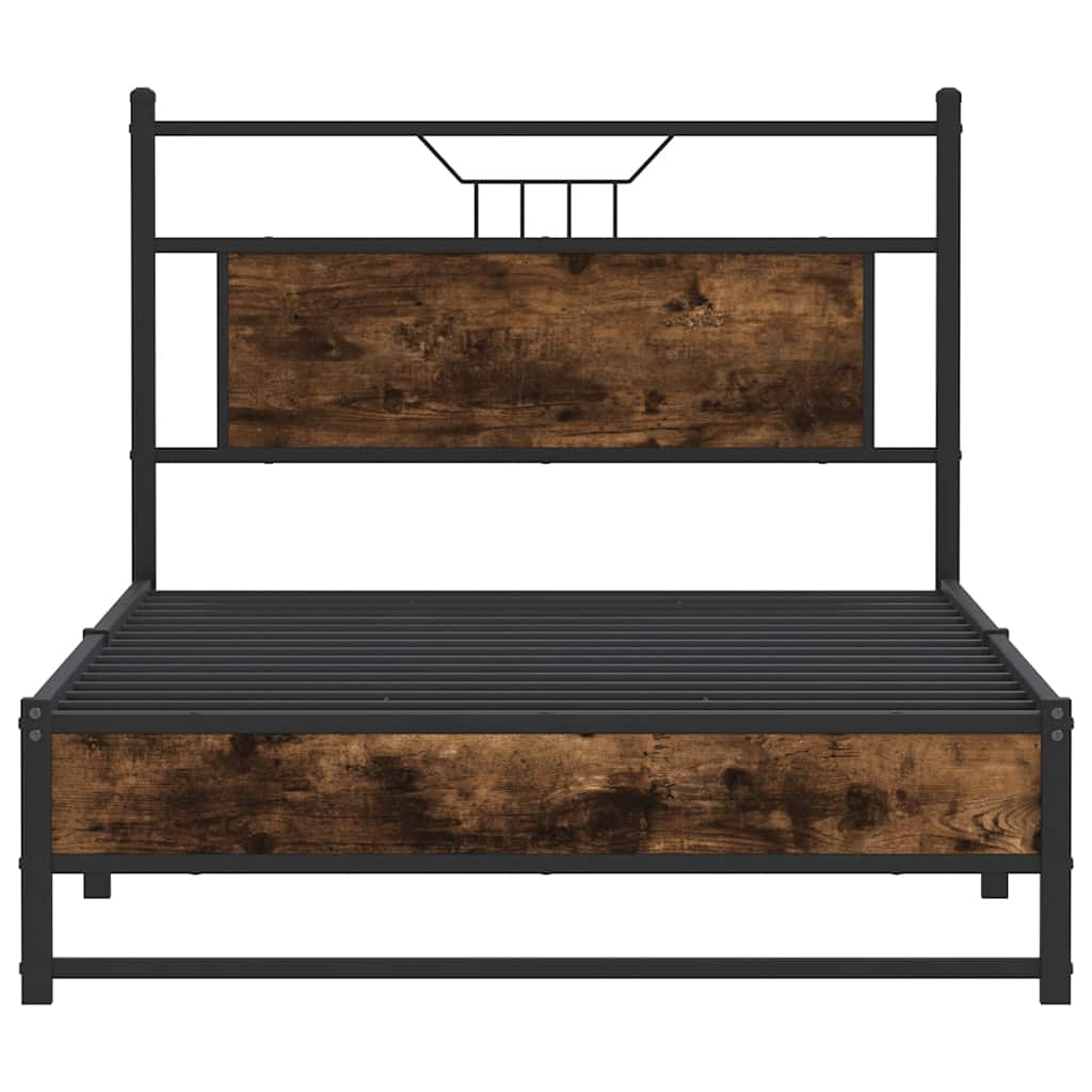 Bed frame without mattress smoked oak 100x190 cm engineered wood