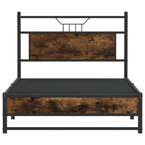 Bed frame without mattress smoked oak 100x190 cm engineered wood