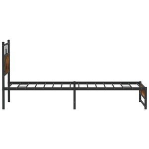 Bed frame without mattress smoked oak 100x190 cm engineered wood
