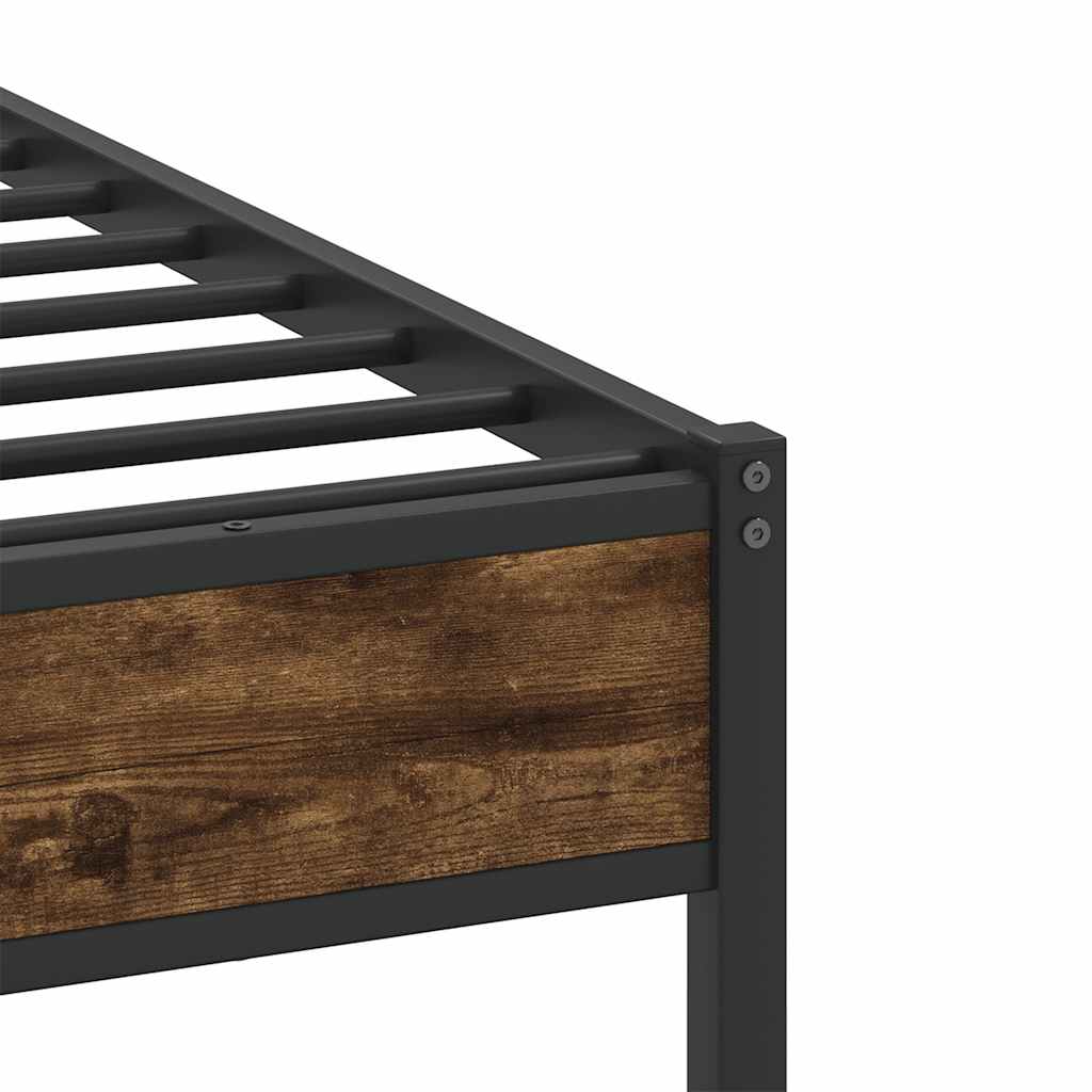 Bed frame without mattress smoked oak 100x190 cm engineered wood