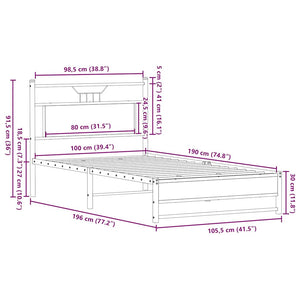 Bed frame without mattress smoked oak 100x190 cm engineered wood
