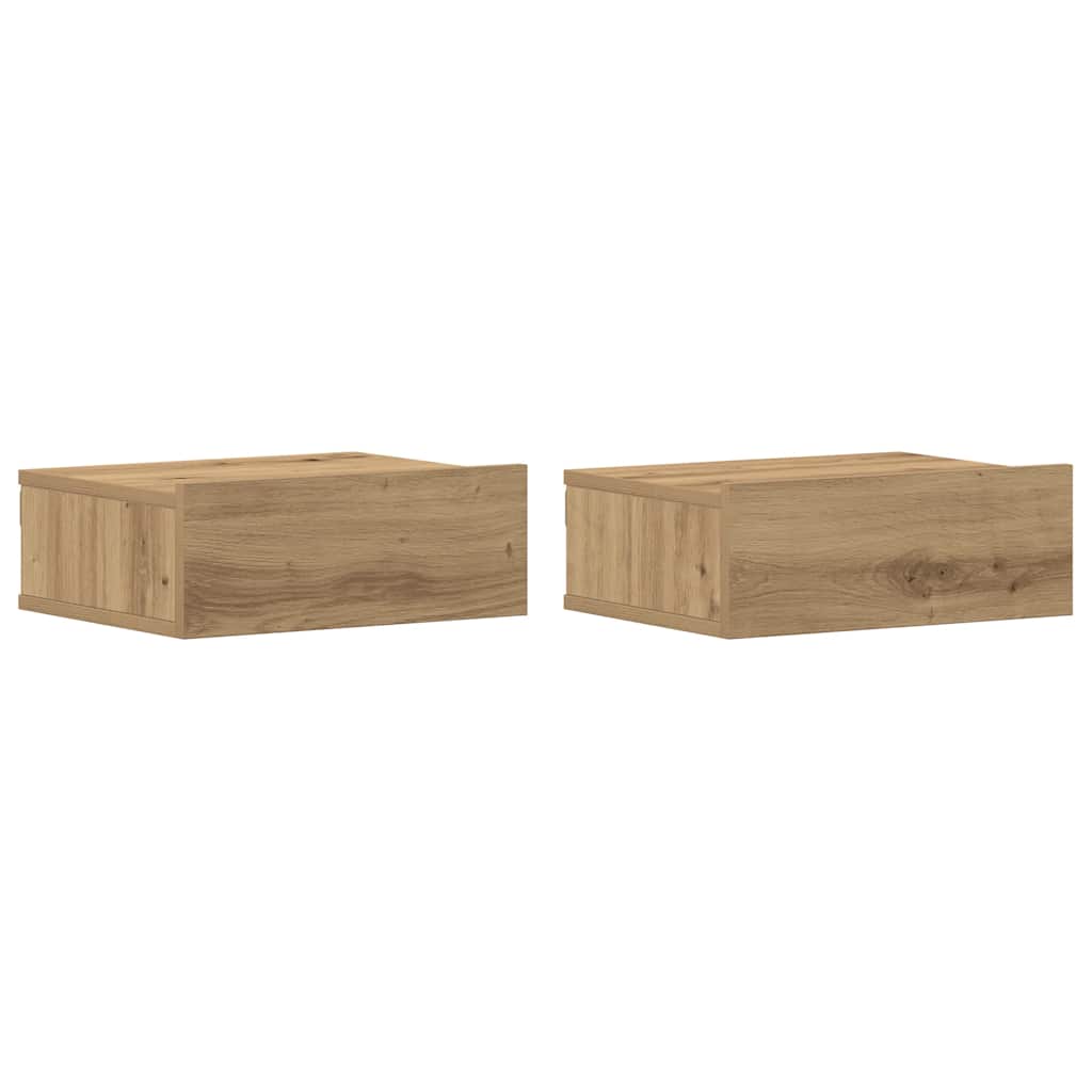Flytende nattbord 2 stk artisan eik 40x32x15 cm konstruert tre
