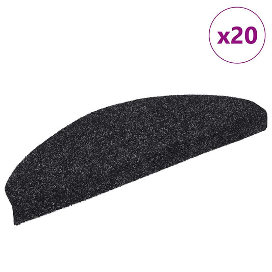 Self-adhesive stair mats 20 pcs black 65x21x4 cm