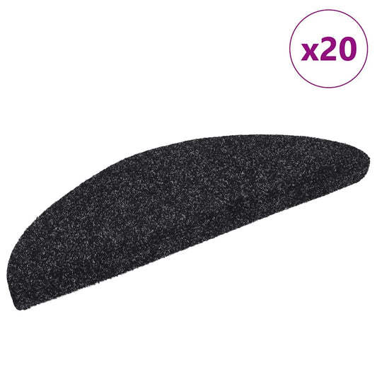 Self-adhesive stair mats 20 pcs black 56x17x3 cm