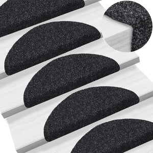Self-adhesive stair mats 20 pcs black 56x17x3 cm