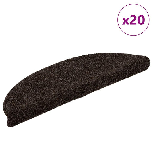 Self-adhesive stair mats 20 pcs brown 56x17x3 cm