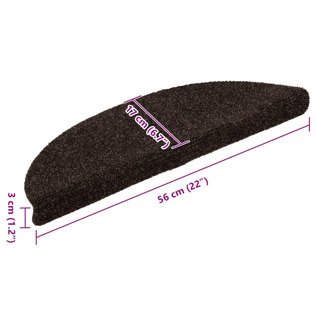 Self-adhesive stair mats 20 pcs brown 56x17x3 cm