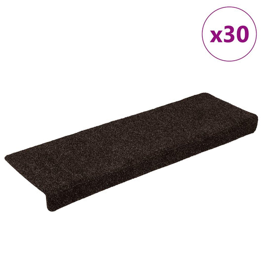Self-adhesive stair mats 30 pcs 65x21x4 cm brown