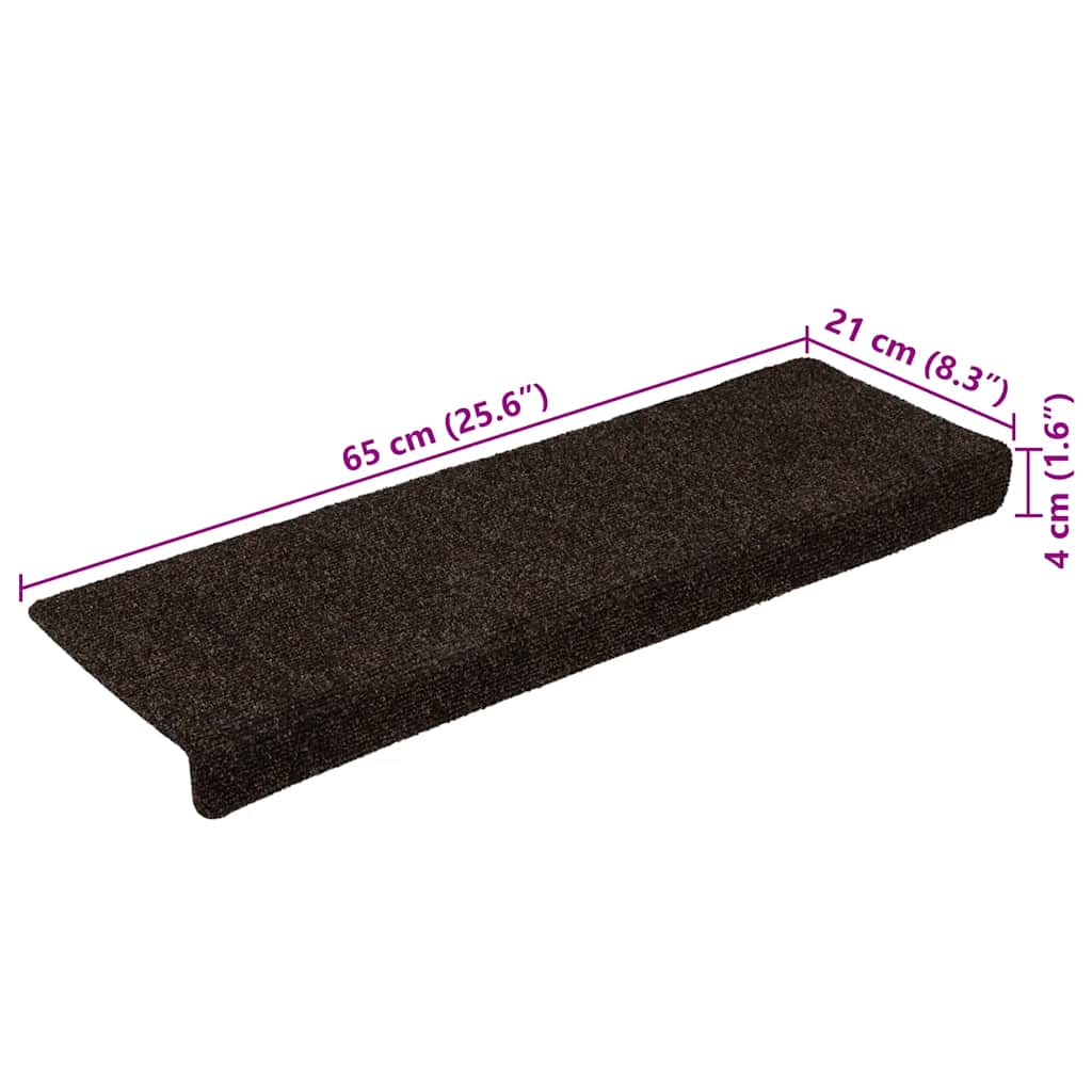 Self-adhesive stair mats 30 pcs 65x21x4 cm brown