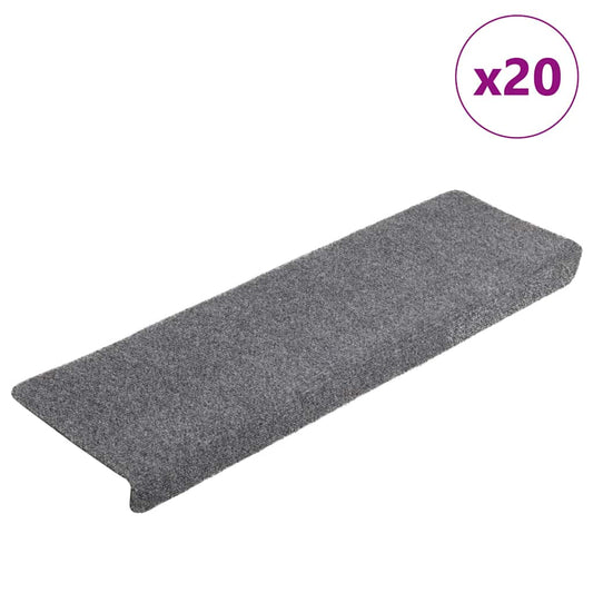 Self-adhesive stair mats 20 pcs light grey 65x21x4 cm