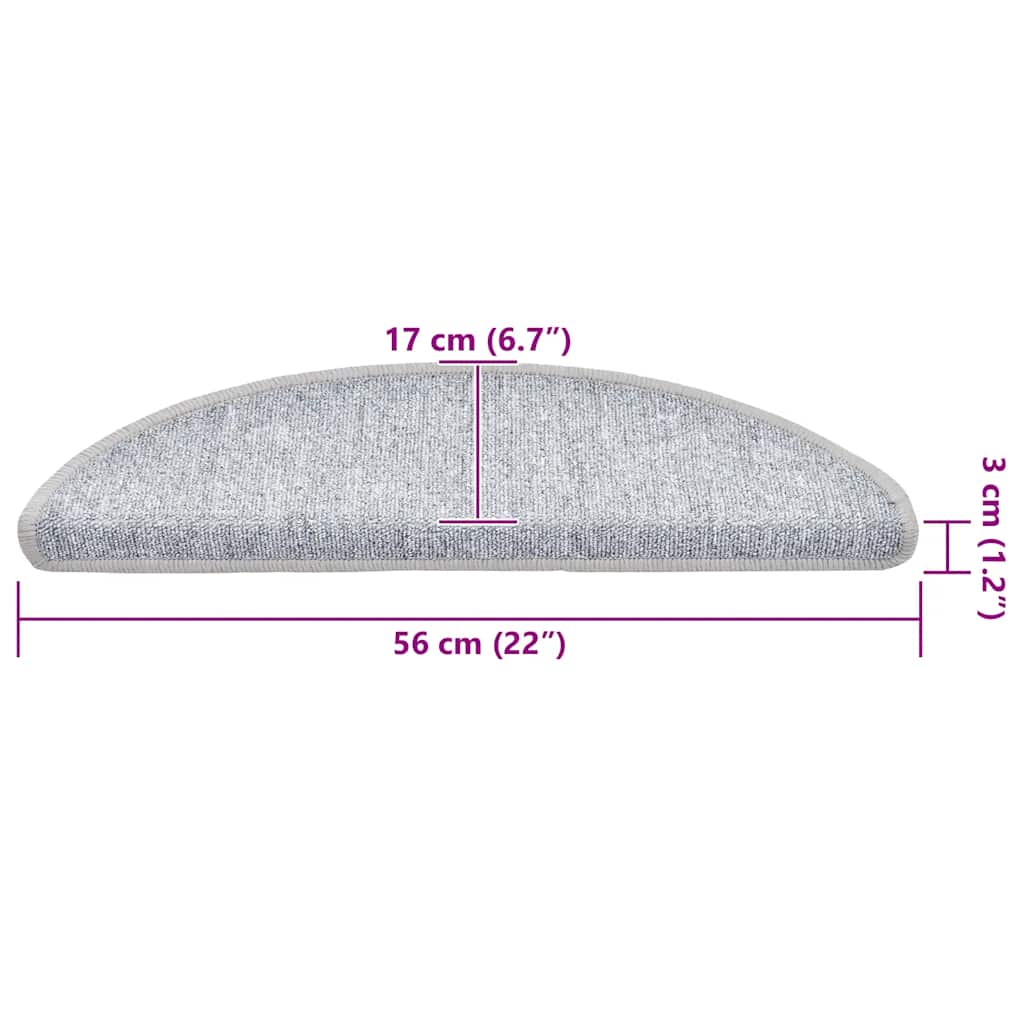 Stair mats 30 pcs light gray 56x17x3 cm