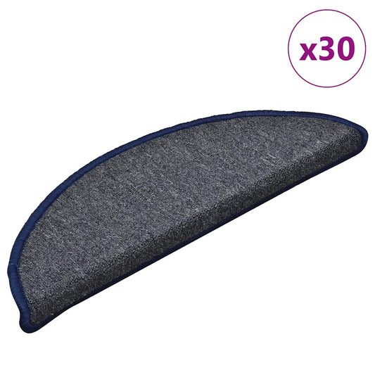 Stair mats 30 pcs dark gray and blue 56x17x3 cm
